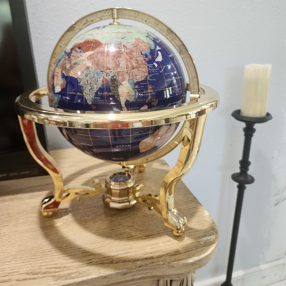 Elegant Gold and Blue Globe with Stand